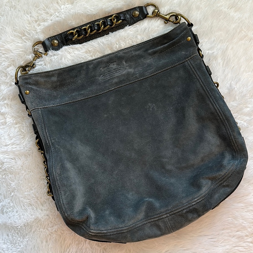 Coach editorial Zoe slate blue xl suede 12659